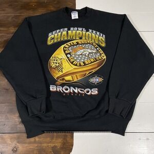 Vintage 90's Pro Player Denver Broncos Super Bowl 32 Big Ring Sweatshirt Sz XL